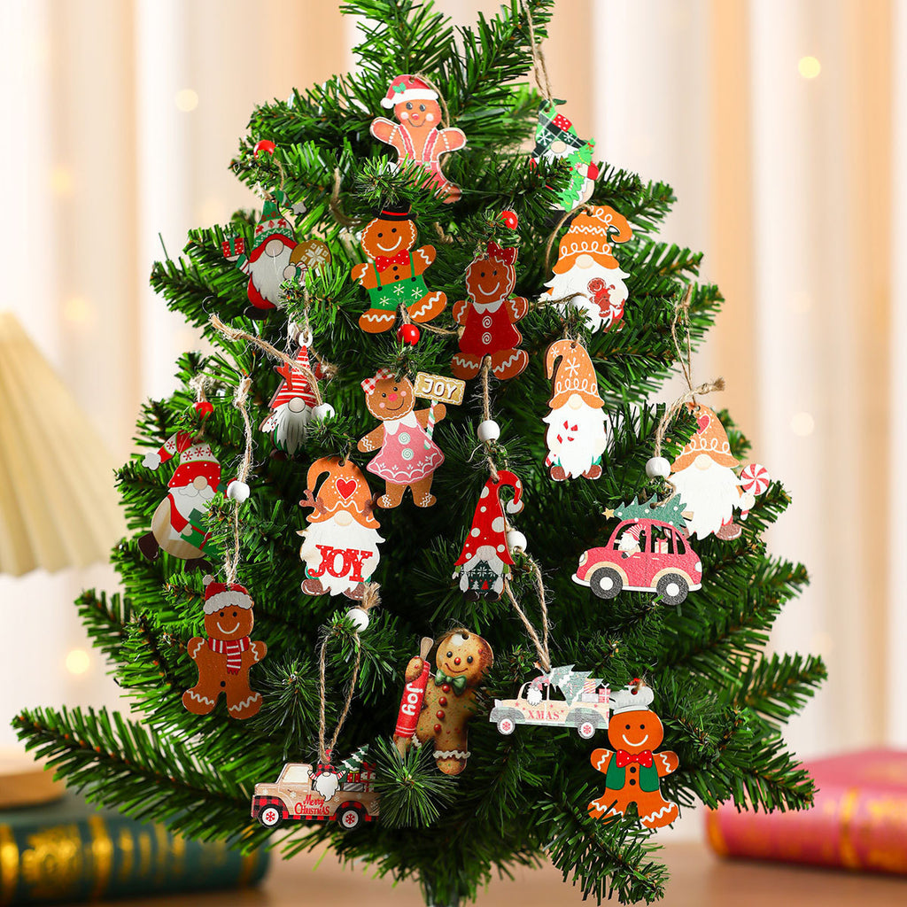 12 pcs Christmas Wooden Pendant Boxed Christmas Tree