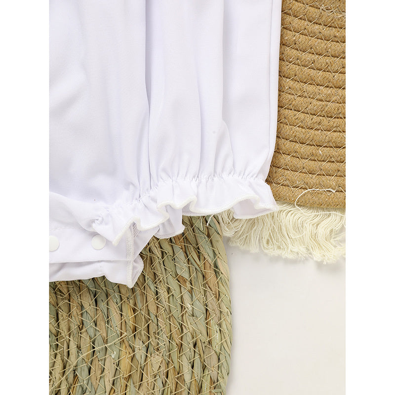 Baby Girl White Lace Romper Soft & Stylish Short Sleeve Bubble Jumpsuit