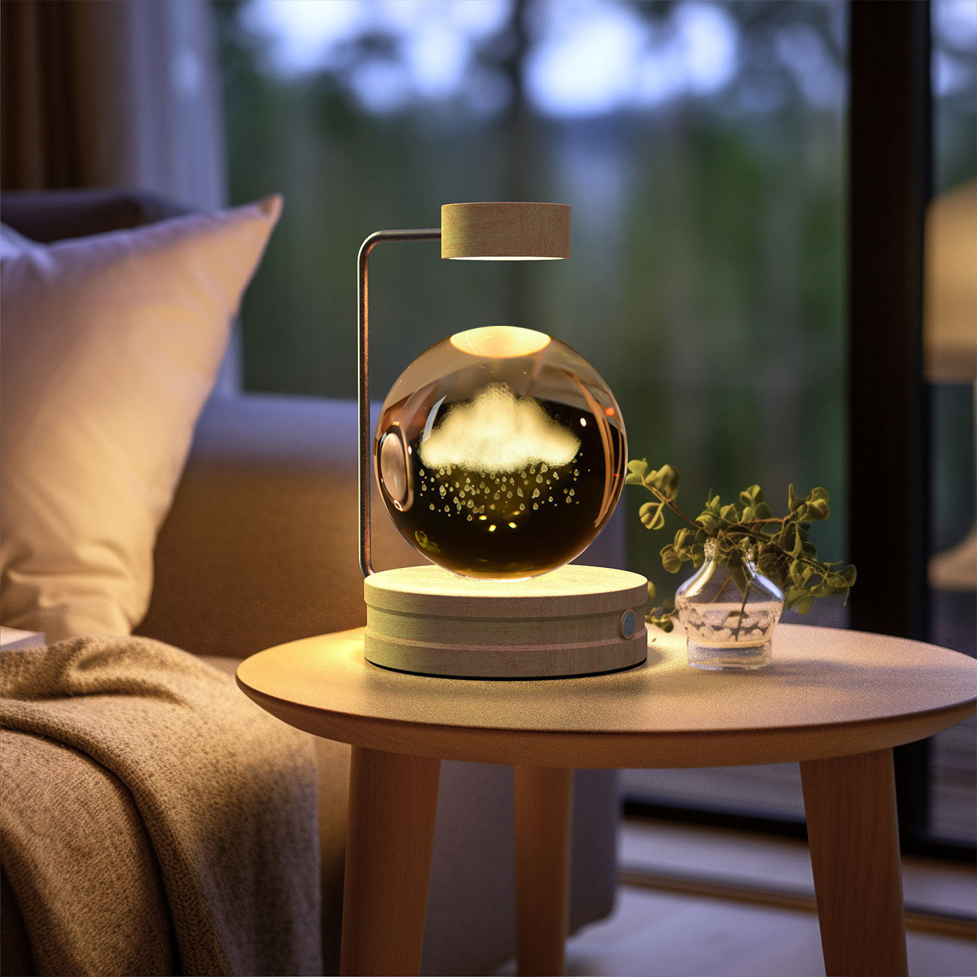Crystal Ball Cosmic Indoor Night Light USB Power Warm Bedside Light Birthday Gift Night Lamp