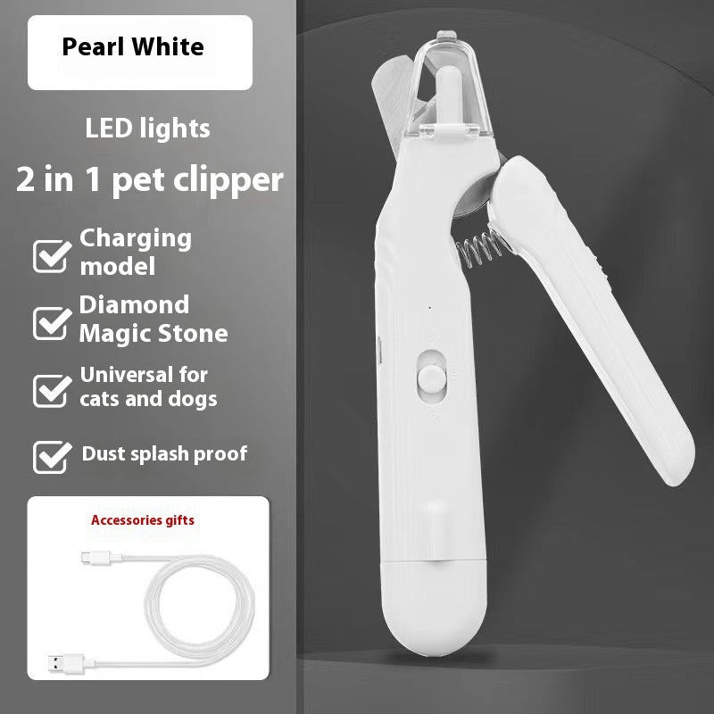 2 In 1 Pet Nail Clippers With Led Light Dog Cat