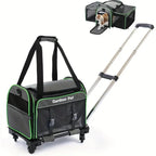 Portable Pet Carrier With Wheels And Six Sides For Cats And Small Dogs, Expandable Foldable