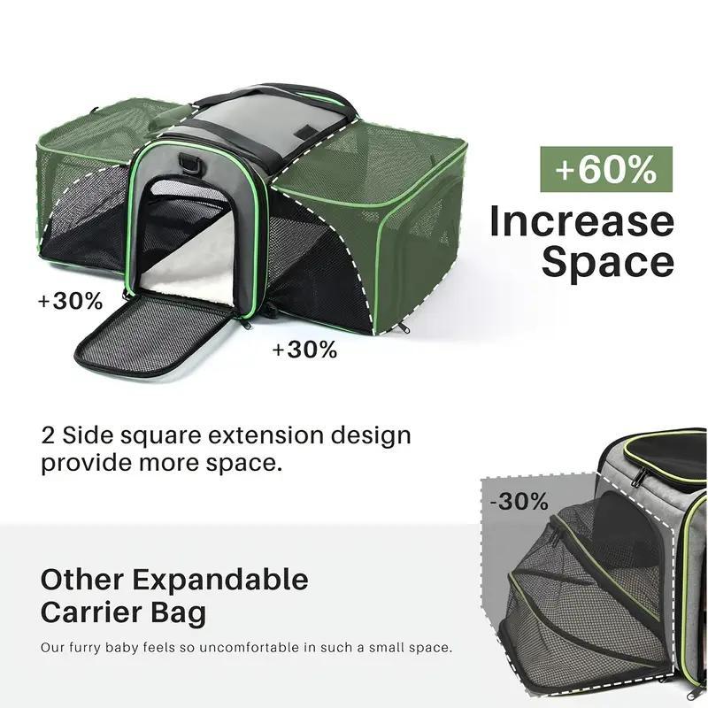 Portable Pet Carrier With Wheels And Six Sides For Cats And Small Dogs, Expandable Foldable