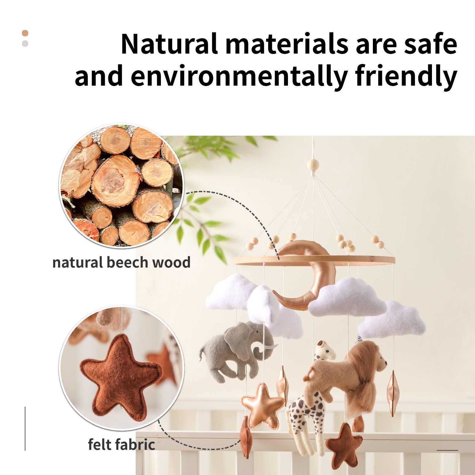 Crib Mobile Crib Felt Forest Animal Cloud Moon Bed Bell