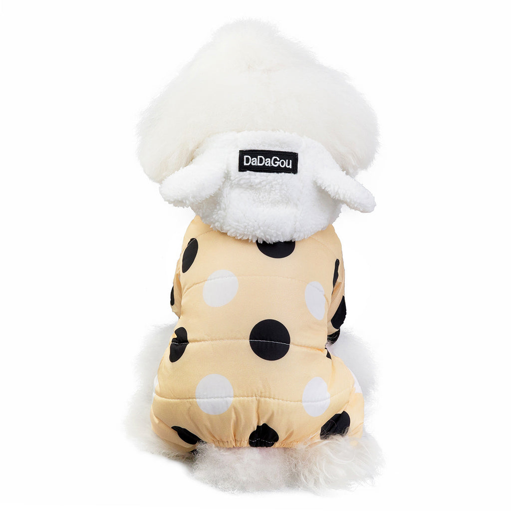 Warm big polka dot four-leg cotton coat for dogs