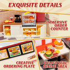 ROBOTIME DIY Miniature Dollhouse Kits Yum Burgers With LED Building Craft