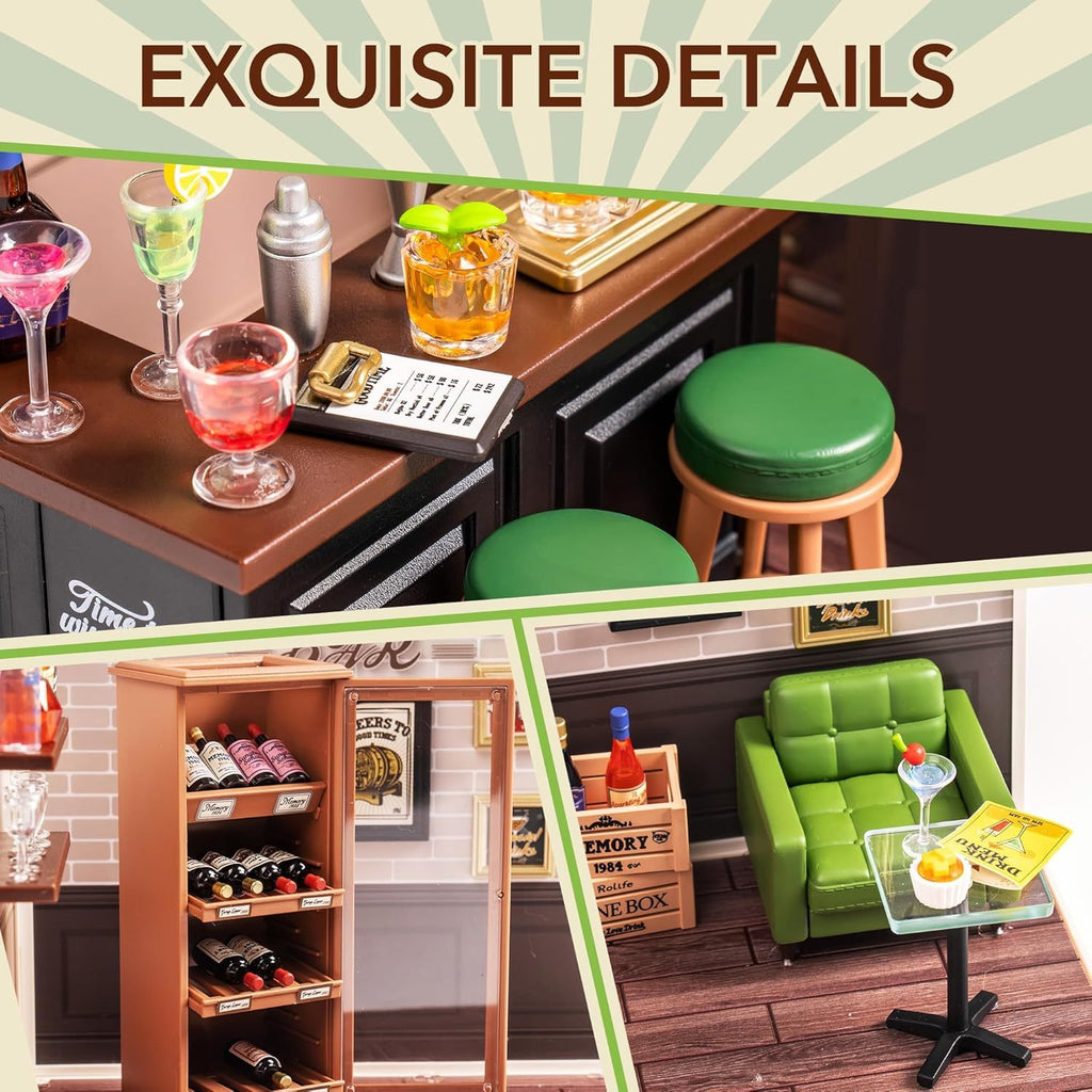 ROBOTIME DIY Miniature House Kit, Dollhouse Model Building Craft Kit With LED For Adults And Kids, Birthday Gift