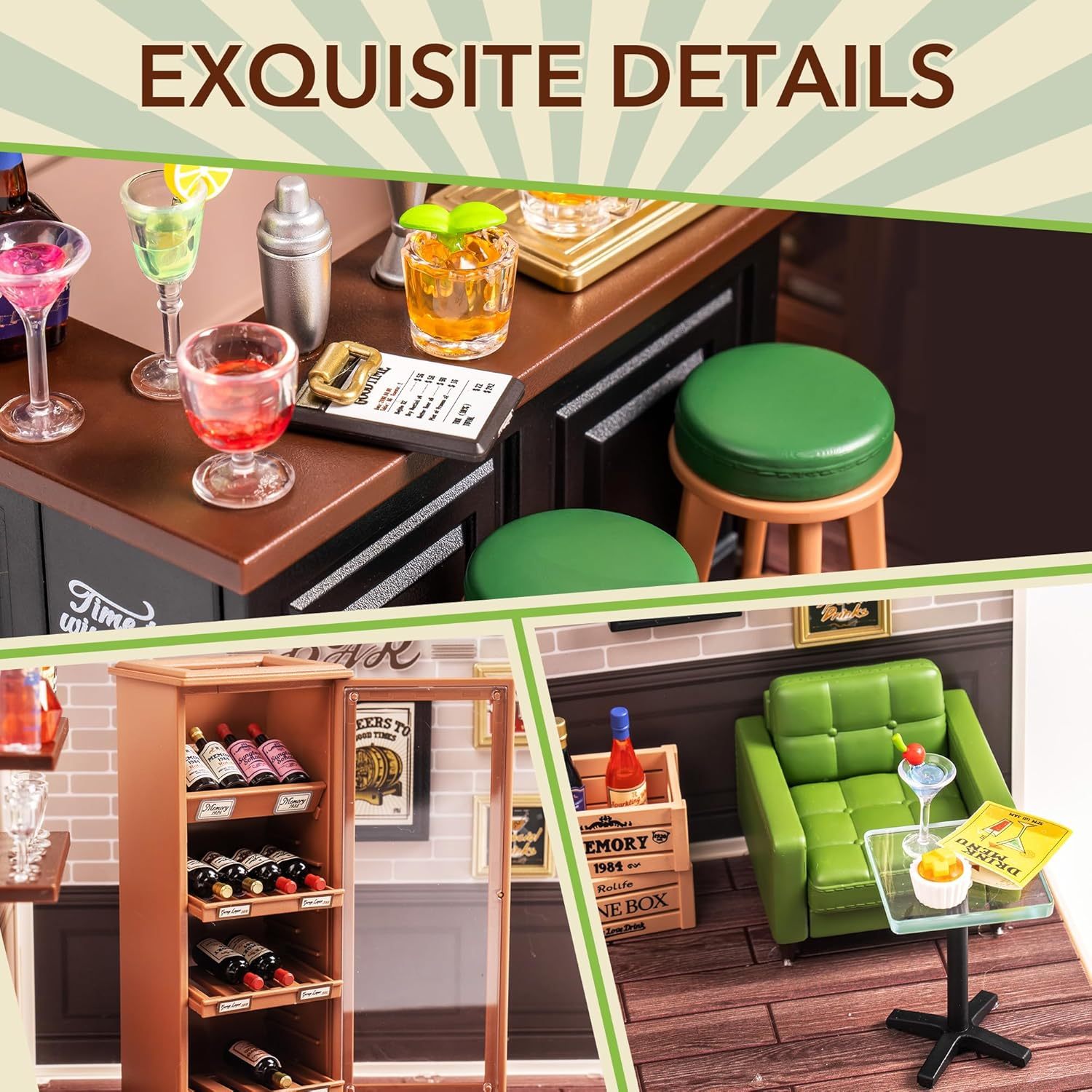 ROBOTIME DIY Miniature House Kit, Dollhouse Model Building Craft Kit With LED For Adults And Kids, Birthday Gift