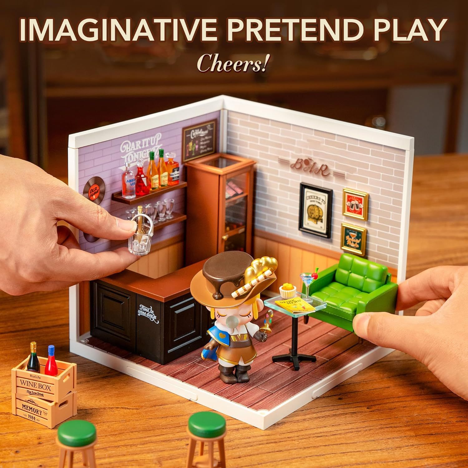 ROBOTIME DIY Miniature House Kit, Dollhouse Model Building Craft Kit With LED For Adults And Kids, Birthday Gift