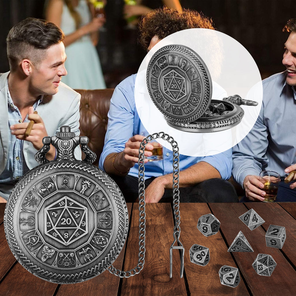 Creative Retro Metal Center Dice Set, Steampunk Pocket Case, Equipped With 7 Mini DND Game Polyhedral Metal Dice, Enhancing RPG Gaming Experience, Providing Collectible Gifts For Board Game Players