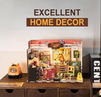 ROBOTIME DIY Miniature House Kit Garage Workshop With Light, Wooden Dollhouse Model Building Kit For Adults and Teens