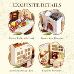 ROBOTIME DIY Miniature House Kit Dollhouse Model Building Craft Kit Warm Dining Room