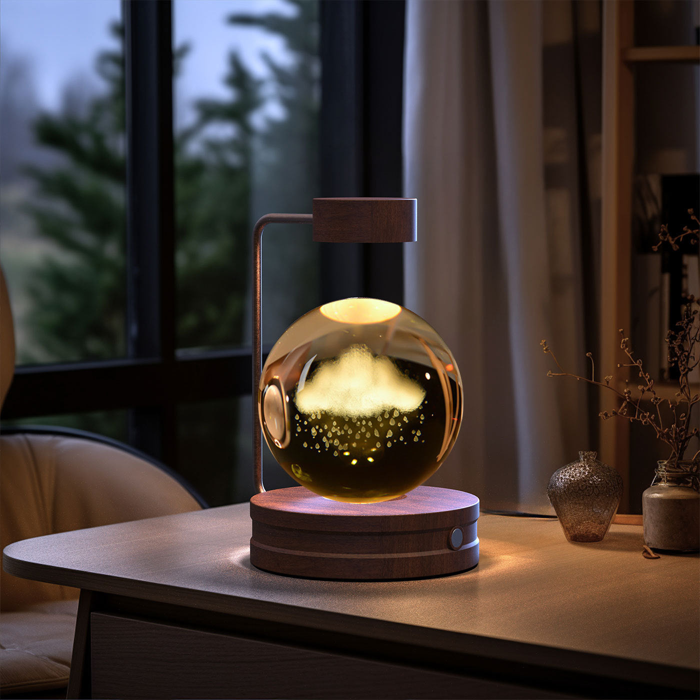Crystal Ball Cosmic Indoor Night Light USB Power Warm Bedside Light Birthday Gift Night Lamp