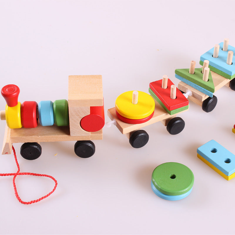 Wooden Train Three-section Tractor Toy Toddler gift idea