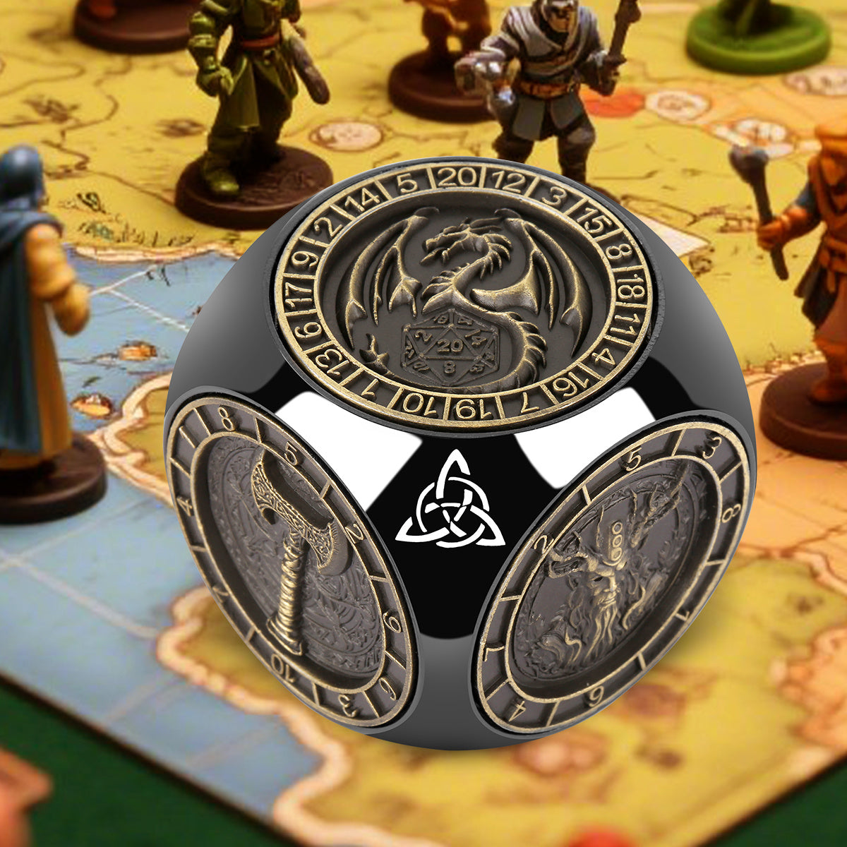 6-pack DND Dice Wheel Gift Box Set, Retro Wheel Metal Polyhedral Board Game Prop, Desktop Role Playing Decoration Collectibles Game Dice Accessories