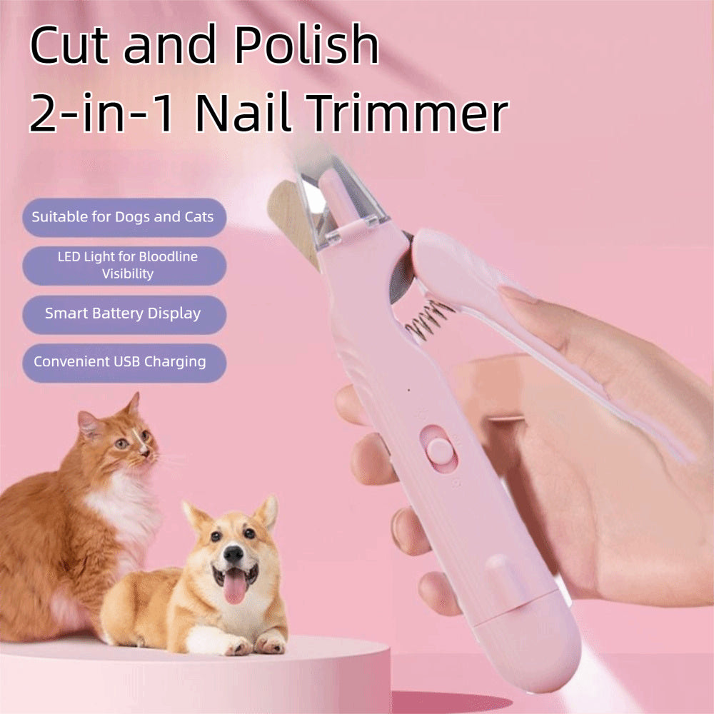 2 In 1 Pet Nail Clippers With Led Light Dog Cat