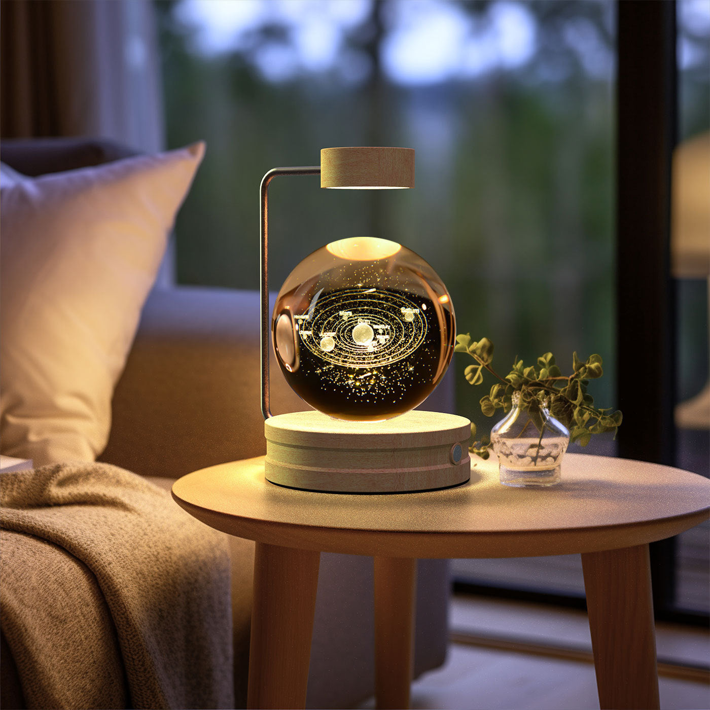 Crystal Ball Cosmic Indoor Night Light USB Power Warm Bedside Light Birthday Gift Night Lamp