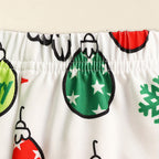 Toddler Baby Girls Christmas Clothes Ruffle Long Sleeve Heart Print Tops Dress Christmas Ball Print Flared Pants With Headband Outfits Set