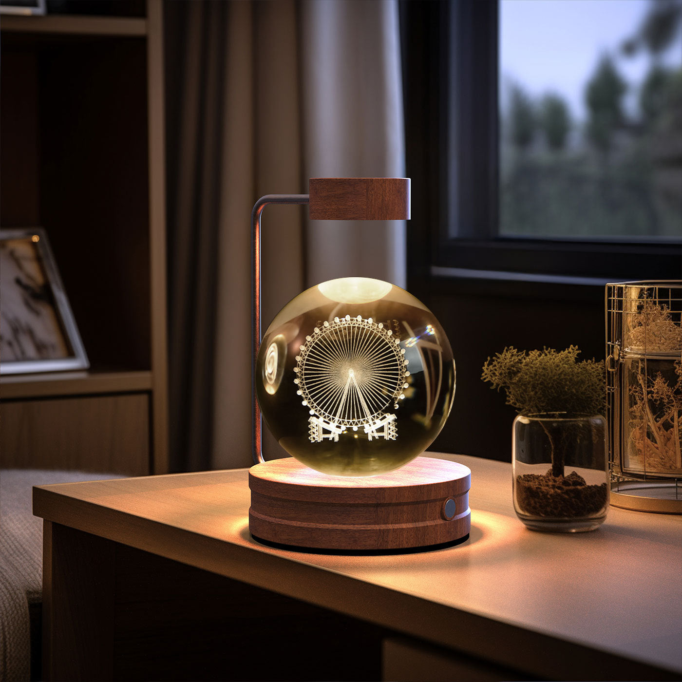 Crystal Ball Cosmic Indoor Night Light USB Power Warm Bedside Light Birthday Gift Night Lamp