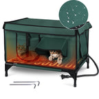 Waterproof Heated Cat House Outdoor Weatherproof Insulated Kitty Shelter for Feral Cat Heated-Chew Cord