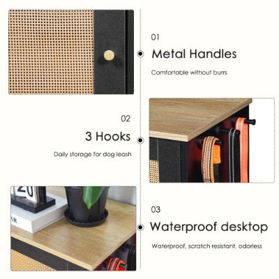 Pet Feeding Station With 2 Elevated Dog Bowls, Side Hooks, Anti-tip Kit, Hidden Pet Feeder Station For Feeding  Watering, Black