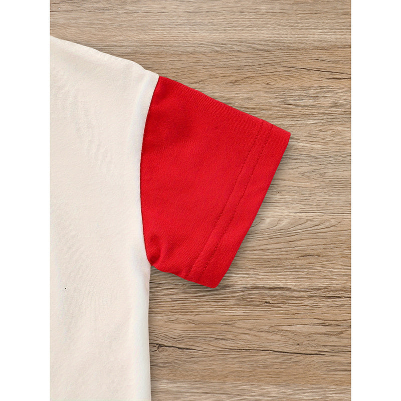 Infant Baby Boy Outfit Set USA Letter Print Color Block T-Shirt & Shorts