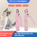 2 In 1 Pet Nail Clippers With Led Light Dog Cat
