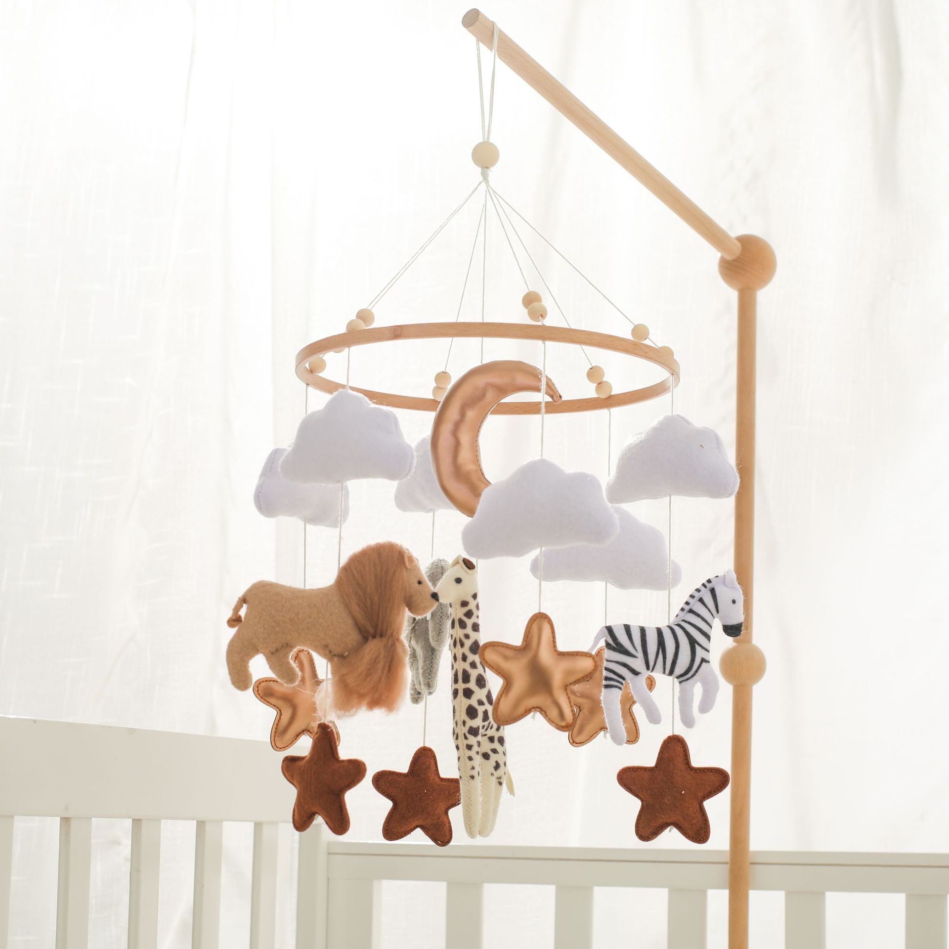 Crib Mobile Crib Felt Forest Animal Cloud Moon Bed Bell