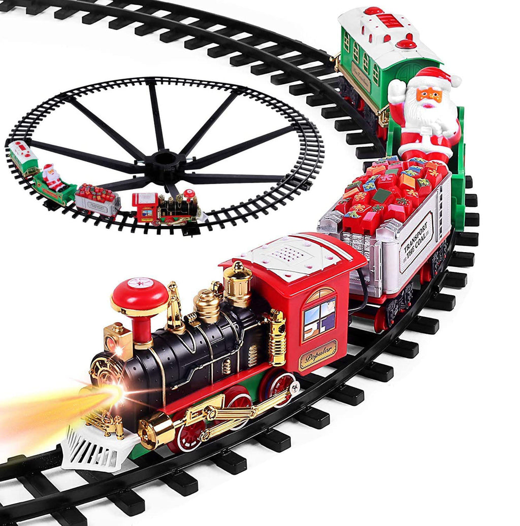 Train Set  Christmas Steam Train Kit Tree Surround Track Battery Operated With Sound Light