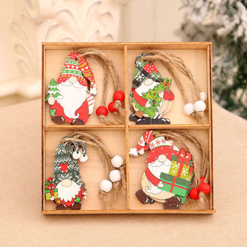 12 pcs Christmas Wooden Pendant Boxed Christmas Tree