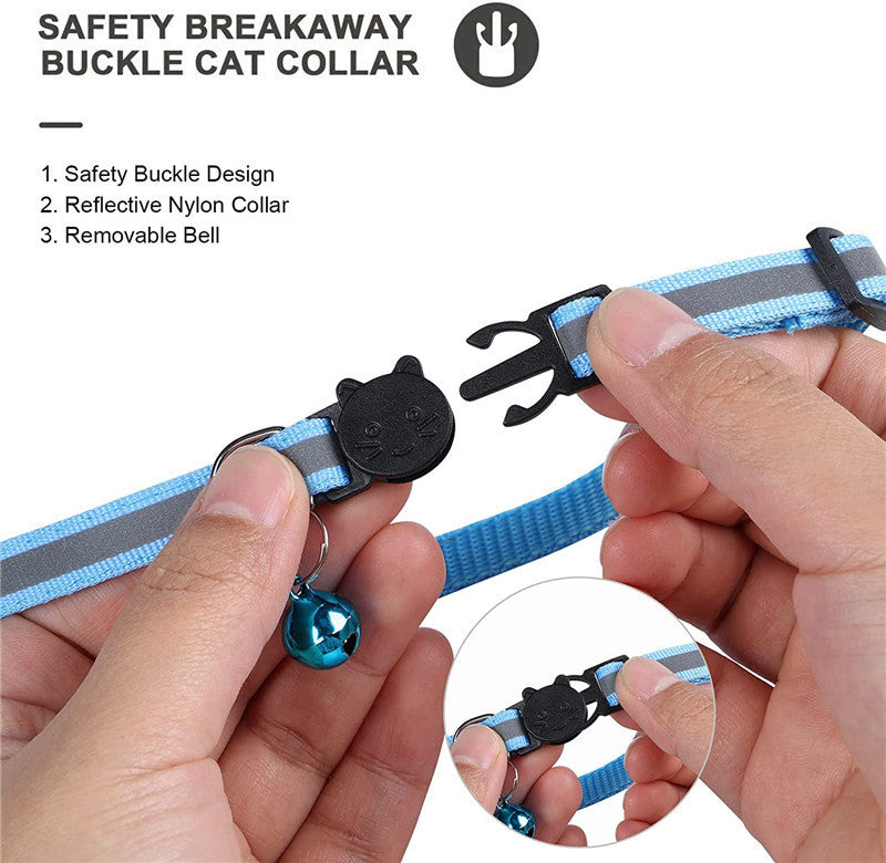 Reflective Collar - Waterproof to hold Air Tag Safety Breakaway Buckle Cat Collar