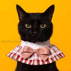 Handmade Lace Pet Neck Bib Heritage Plaid Ruffle Bandana For Dogs and Cats
