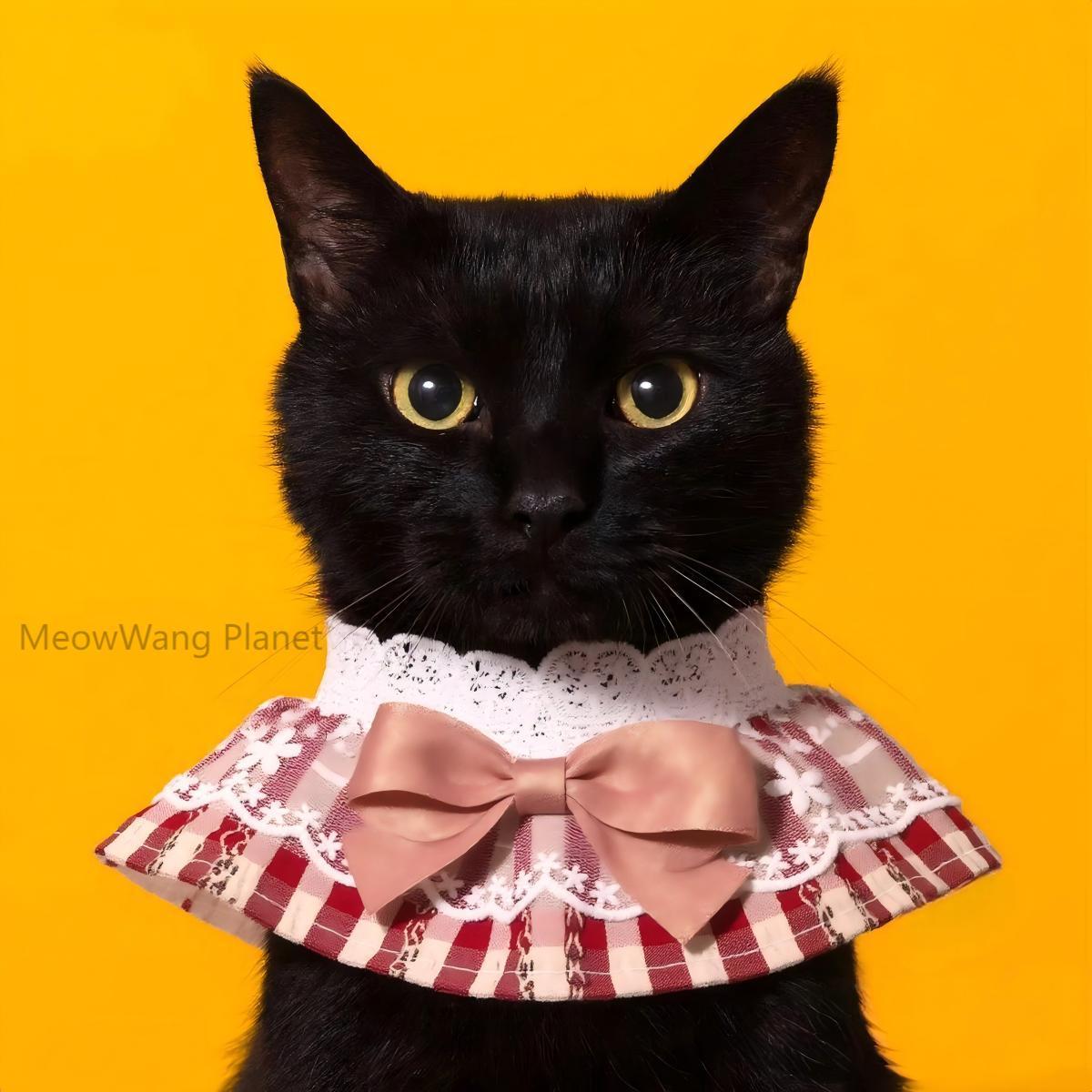 Handmade Lace Pet Neck Bib Heritage Plaid Ruffle Bandana For Dogs and Cats