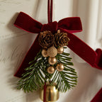 Christmas Little Bell Shape Velvet Bow Small Hanging Piece