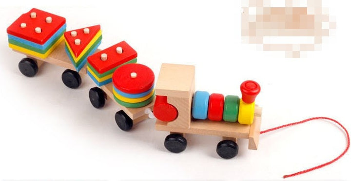 Wooden Train Three-section Tractor Toy Toddler gift idea