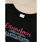Kid's 'Grandma And Granddaughter' Letter & Heart Print Long Sleeve Top & Pants Set, 2 Sets Comfy Loungewear Outfit