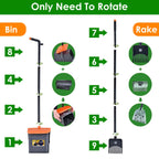 Pooper Scooper Kit Dog Poop Rake & Swiveling Bin