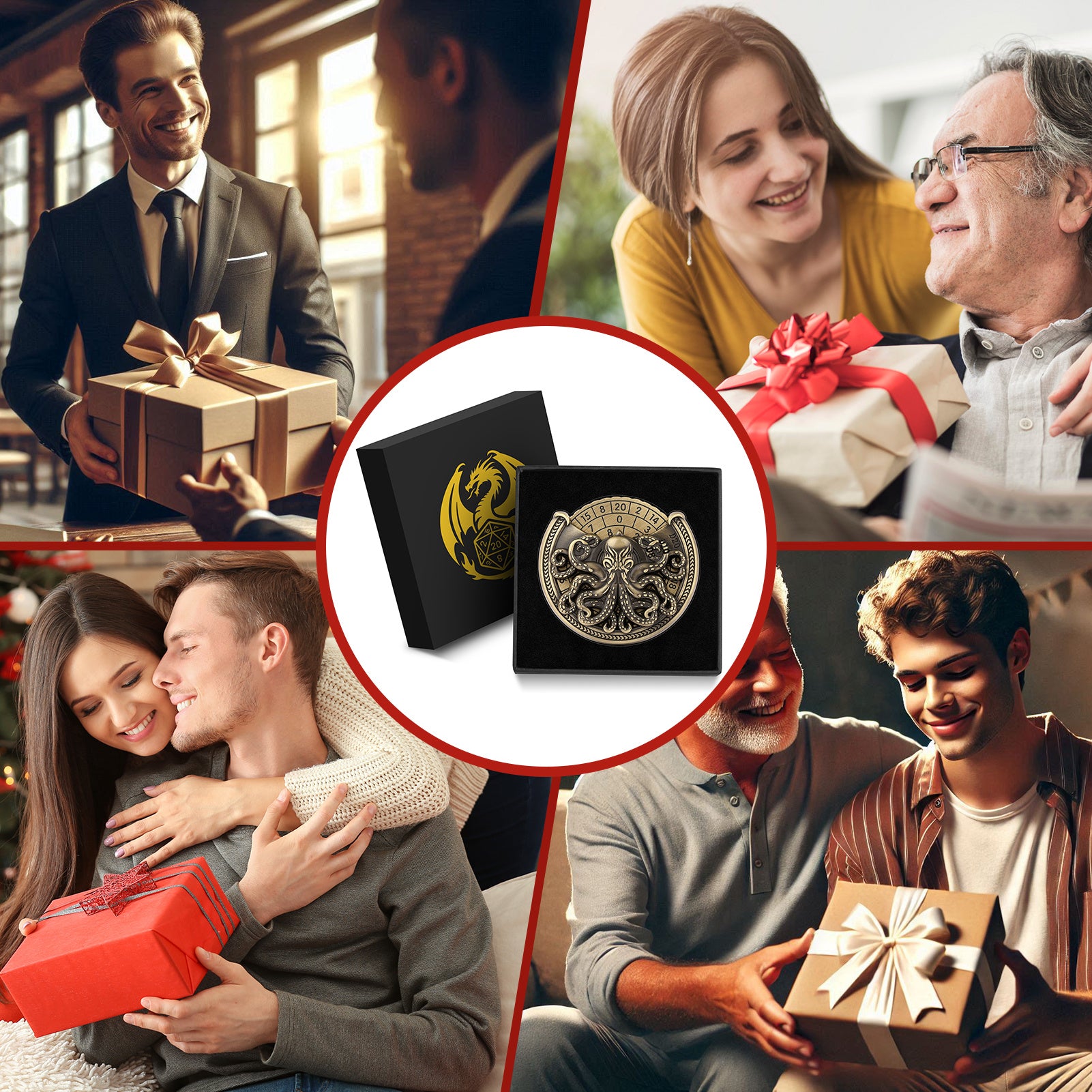 Vintage Kesulu Style, Super Refined Metal Octopus Dice Turntable Gift Box, Immersive Board Game Experience, D20 Random Surprise, Necessary Props For D&D Team