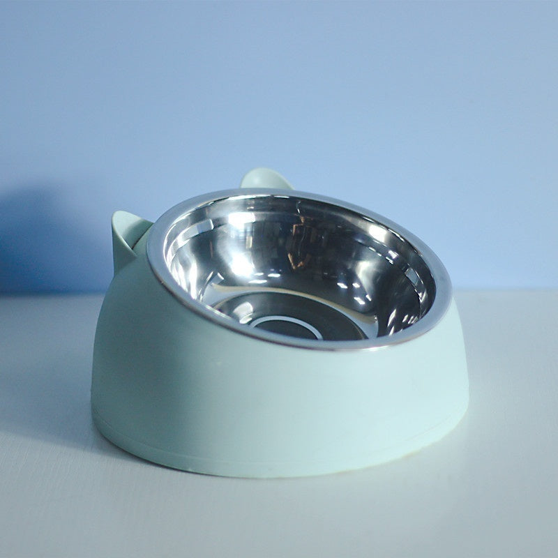 Stainless Steel Bowl Double Bowl Cervical Protection Oblique Mouth Hot Pet Food Basin Supplies