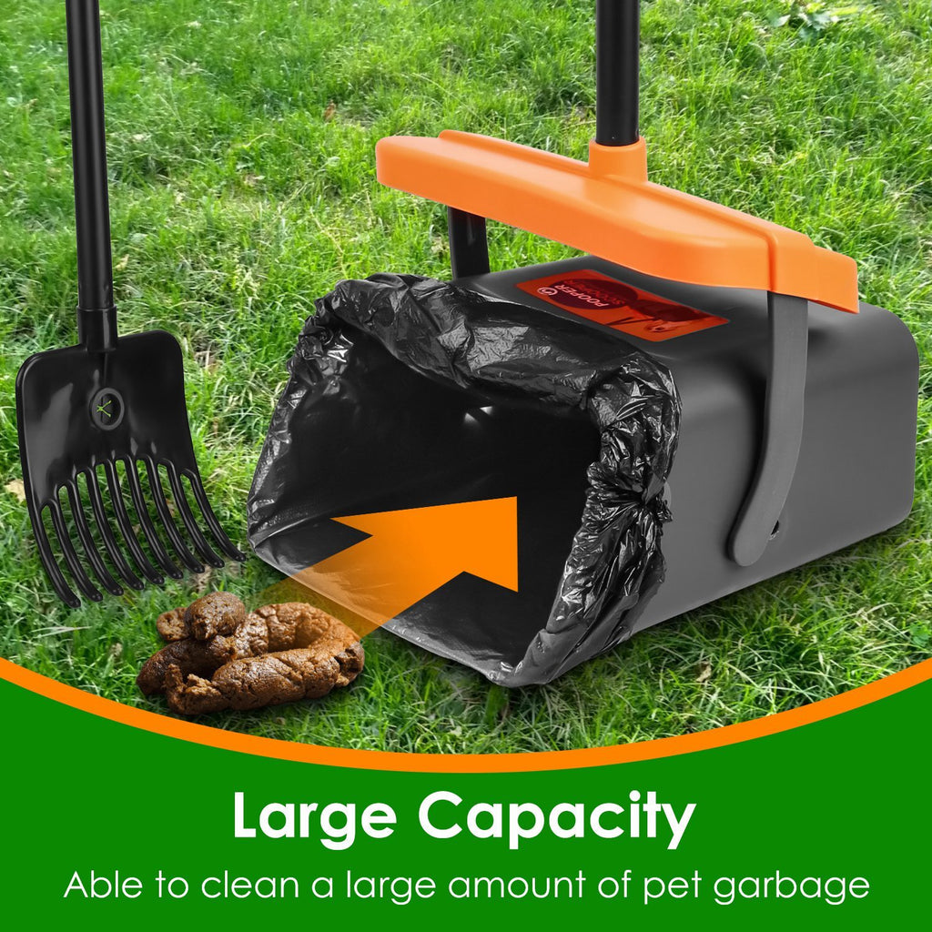 Pooper Scooper Kit Dog Poop Rake & Swiveling Bin