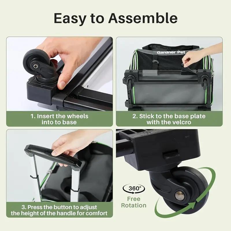 Portable Pet Carrier With Wheels And Six Sides For Cats And Small Dogs, Expandable Foldable