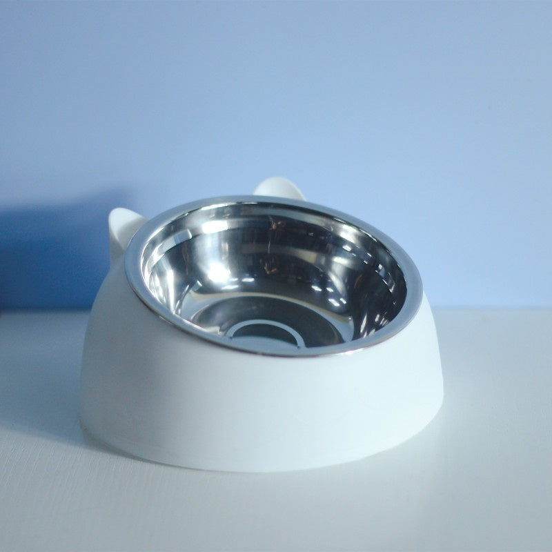 Stainless Steel Bowl Double Bowl Cervical Protection Oblique Mouth Hot Pet Food Basin Supplies