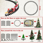 Train Set  Christmas Steam Train Kit Tree Surround Track Battery Operated With Sound Light