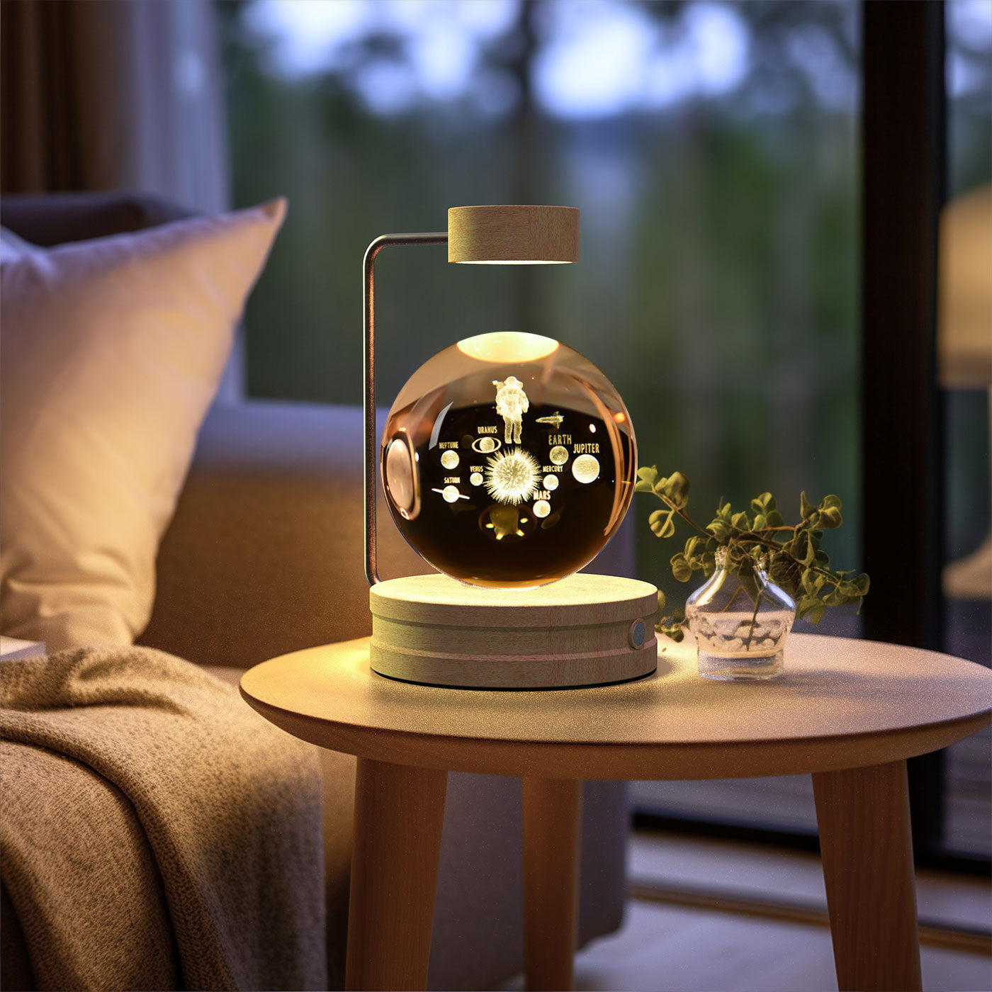 Crystal Ball Cosmic Indoor Night Light USB Power Warm Bedside Light Birthday Gift Night Lamp