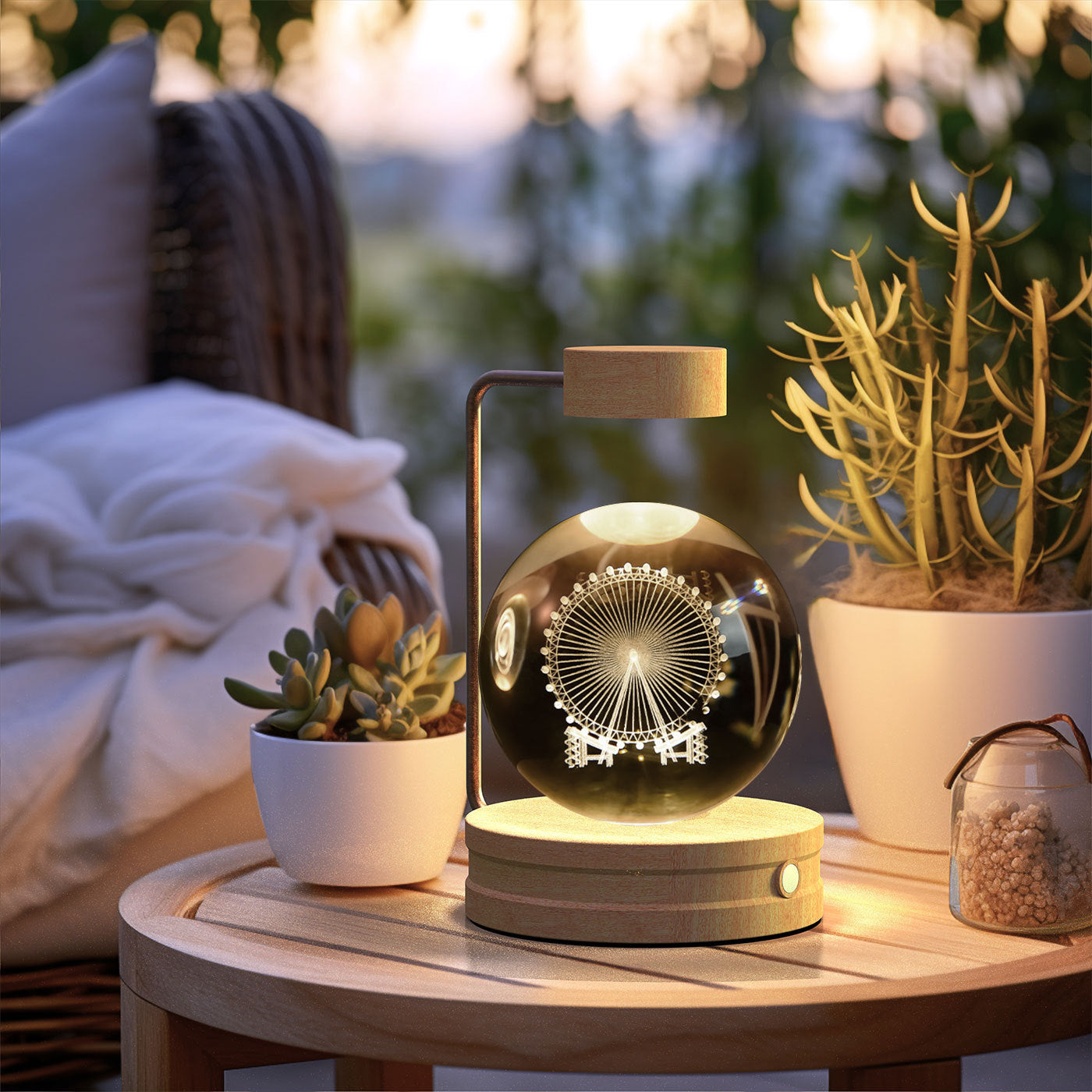 Crystal Ball Cosmic Indoor Night Light USB Power Warm Bedside Light Birthday Gift Night Lamp