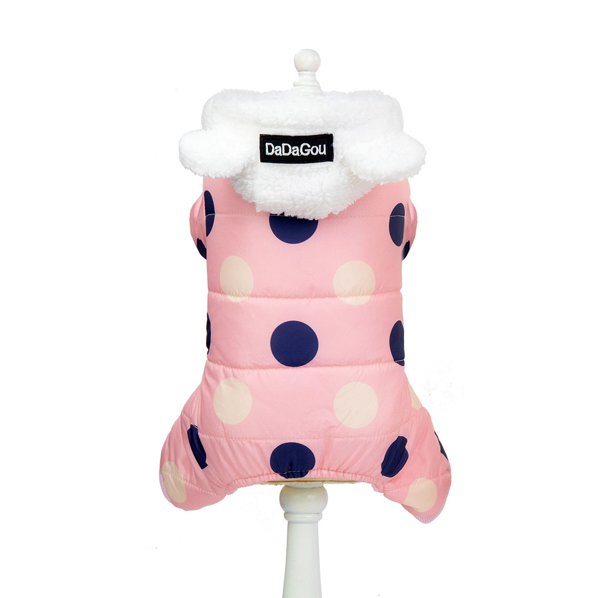Warm big polka dot four-leg cotton coat for dogs