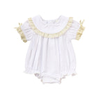 Baby Girl White Lace Romper Soft & Stylish Short Sleeve Bubble Jumpsuit