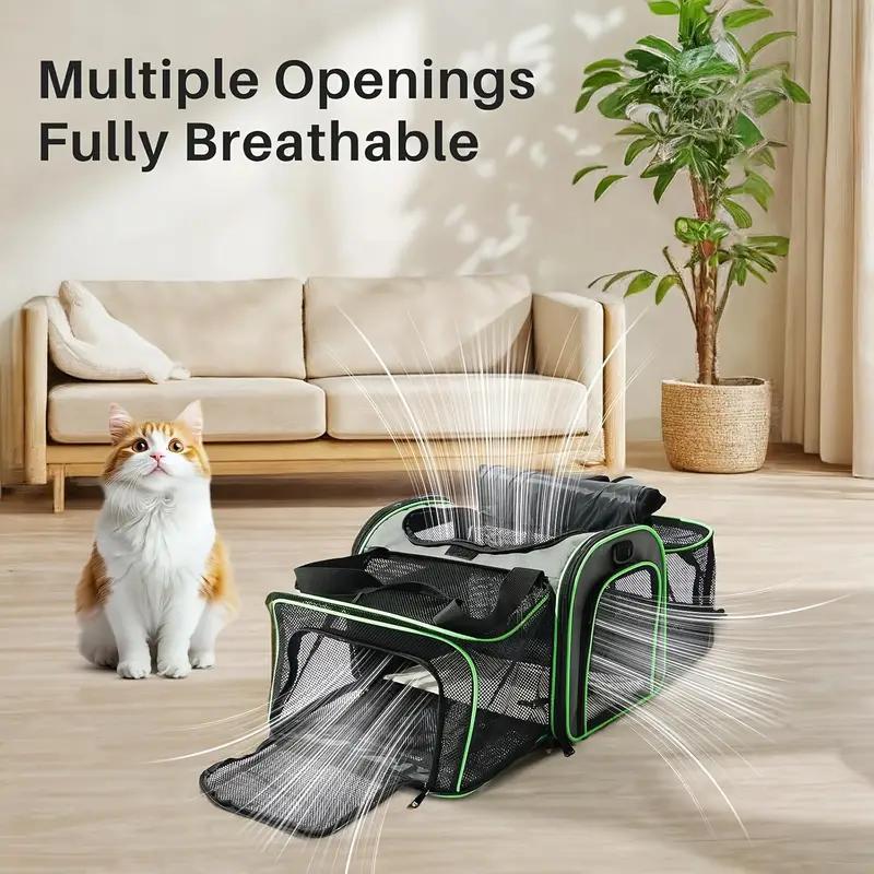 Portable Pet Carrier With Wheels And Six Sides For Cats And Small Dogs, Expandable Foldable