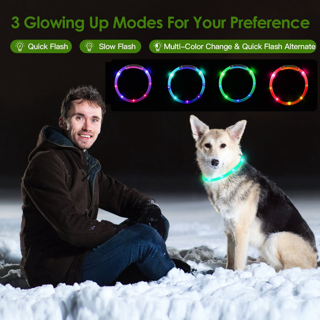 Rechargeable LED Dog Collar Multi Color Lighting