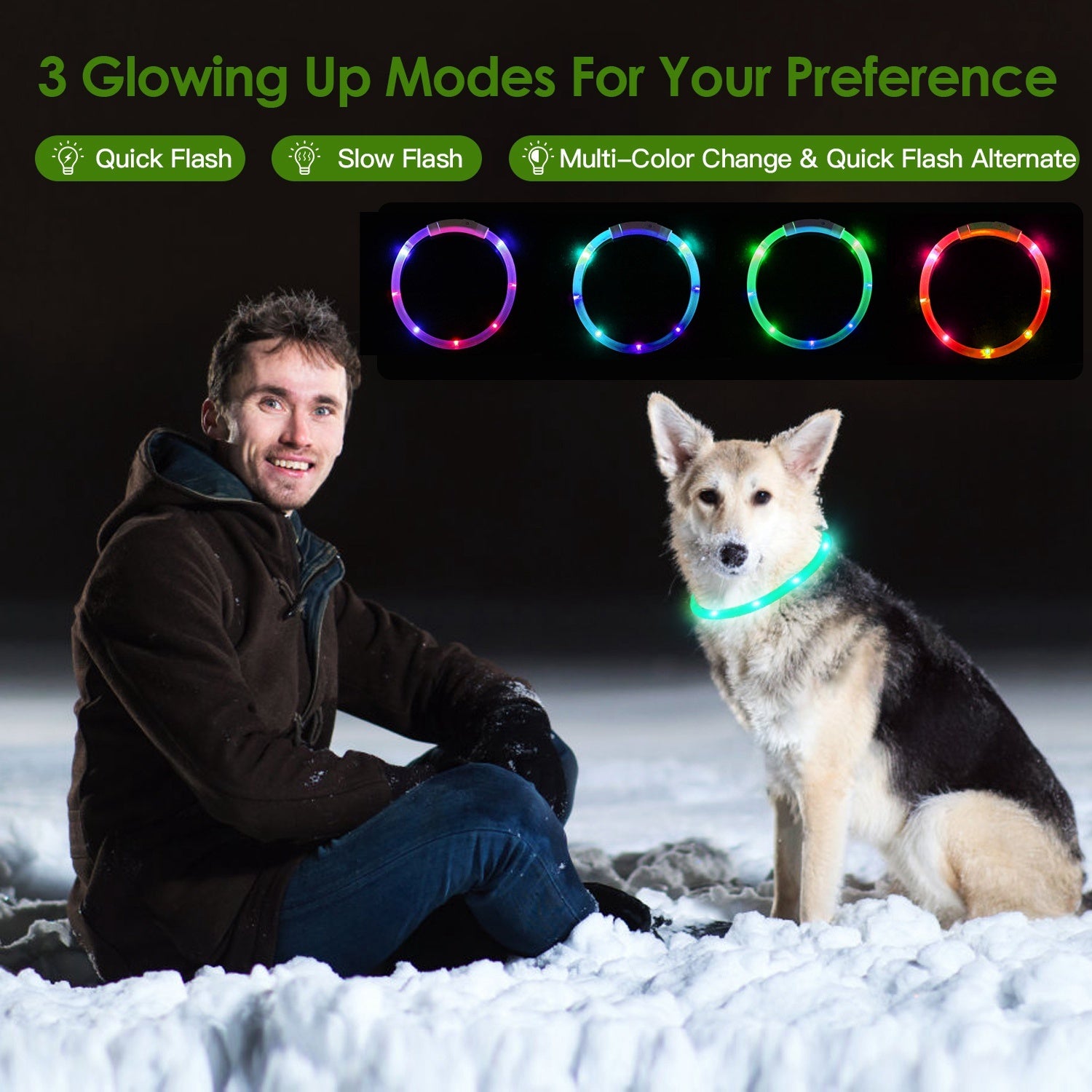 Rechargeable LED Dog Collar Multi Color Lighting