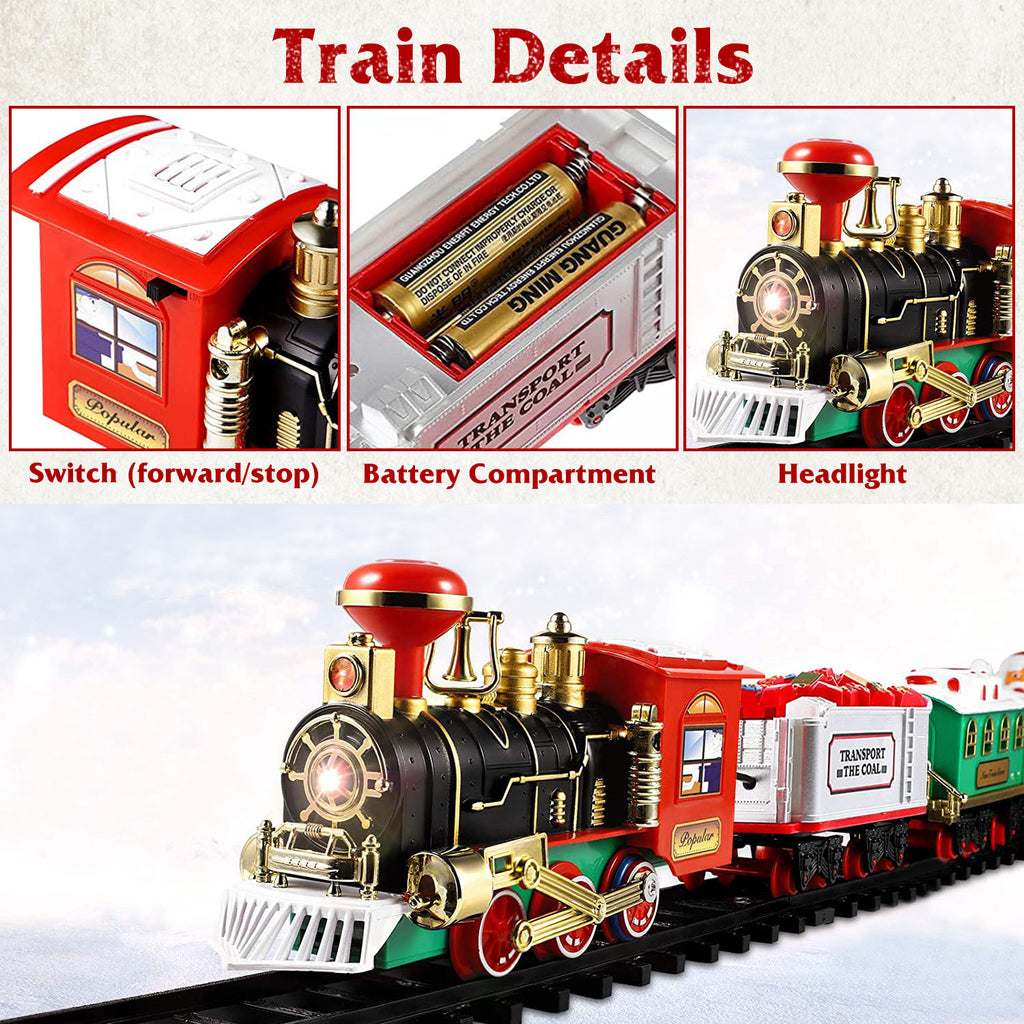 Train Set  Christmas Steam Train Kit Tree Surround Track Battery Operated With Sound Light